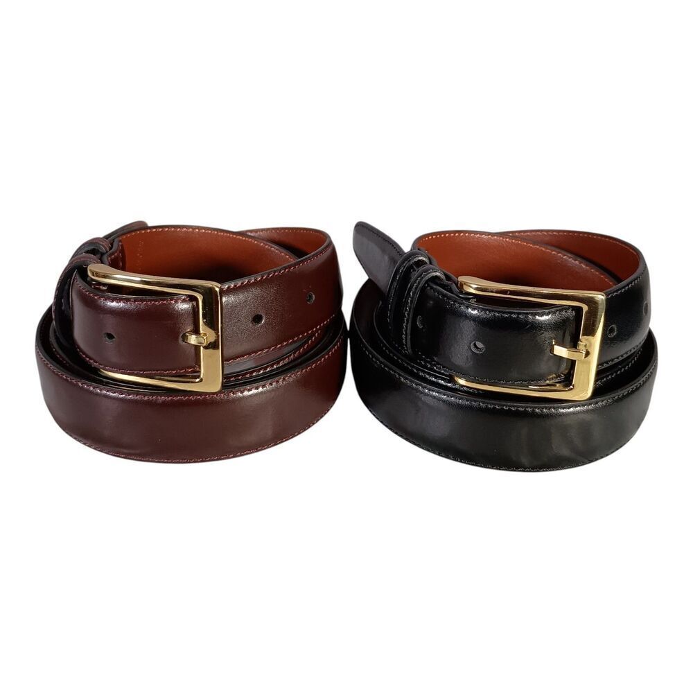 2 Torino Belts European Tanned Cowhide Leather Gold Buckle Black Brown Men's 52
